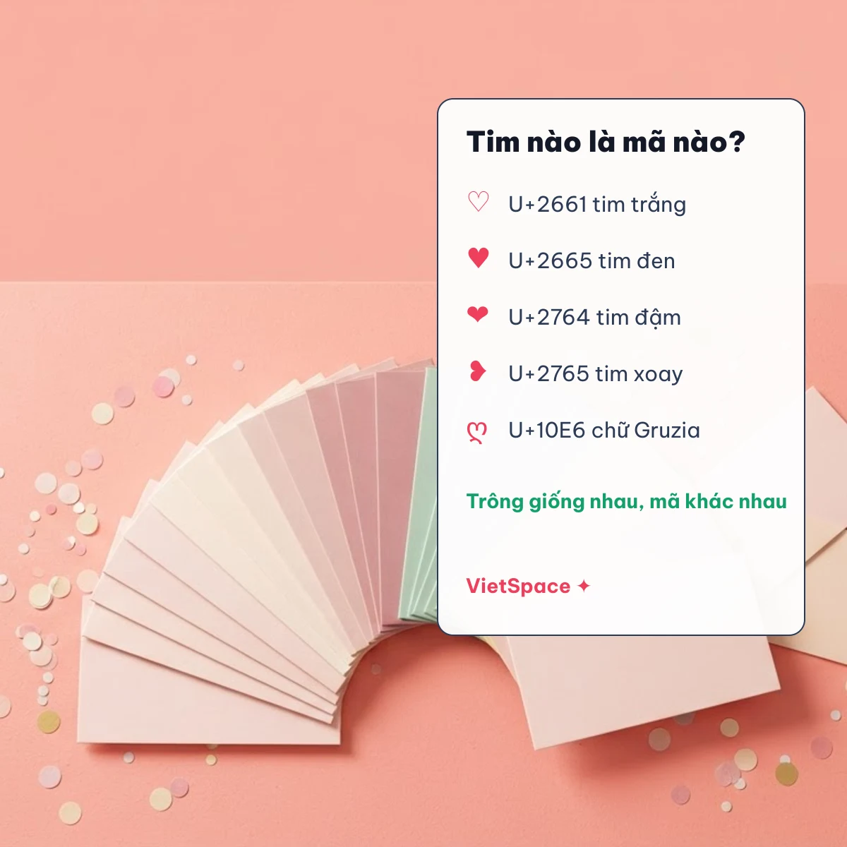 Bảng mã Unicode kí tự trái tim dùng trong kaomoji heart: U+2661, U+2665, U+2764, U+2765, U+10E6