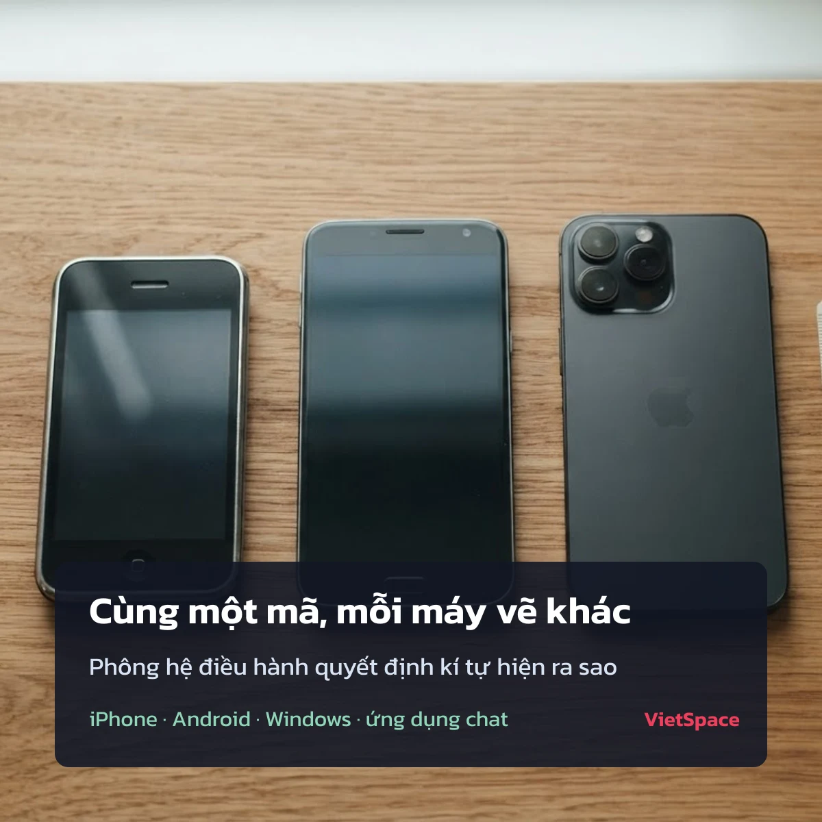 Cùng một mã Unicode, iPhone, Android và Windows vẽ kí tự khác nhau theo phông hệ điều hành