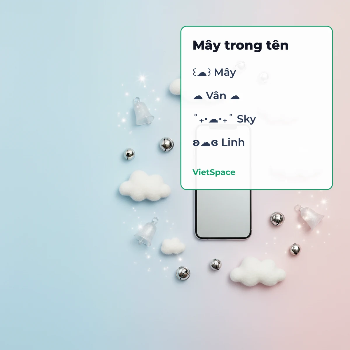 Tên mẫu ghép kí tự đám mây: Mây, Vân, Sky, Linh